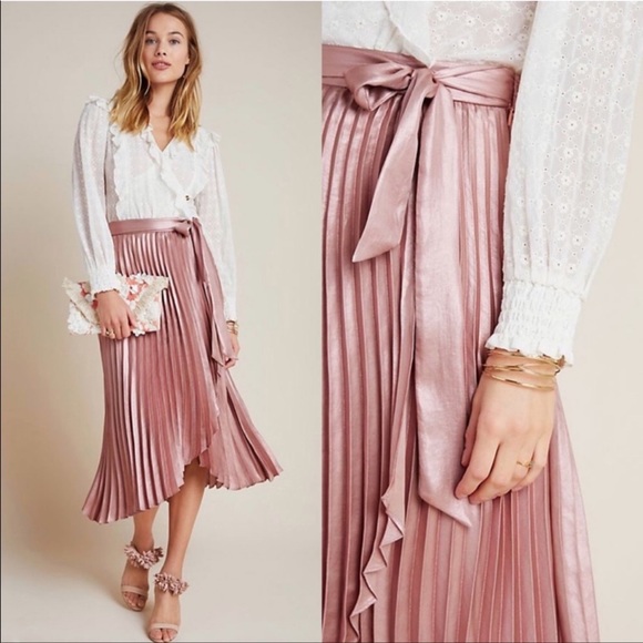 Anthropologie Dresses & Skirts - 🎉🎉HOST PICK🎉🎉Maeve x Anthropologie Pleated Rose Gold Skirt Sz 2